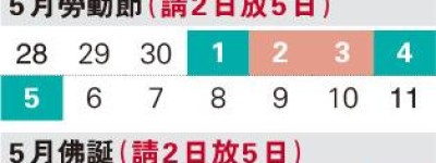 明年新春復活聖誕 請假3日放9至10日