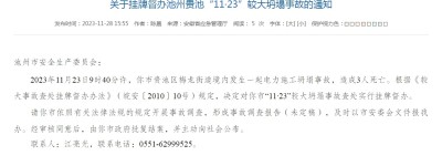 安徽省应急管理厅挂牌督办池州贵池“11·23”较大坍塌事故